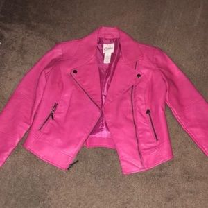 Hot pink leather jacket
